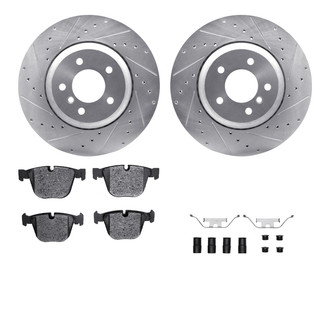 R1 Concepts® - Drilled and Slotted Rear Brake Kit with Semi-Metalic Pads