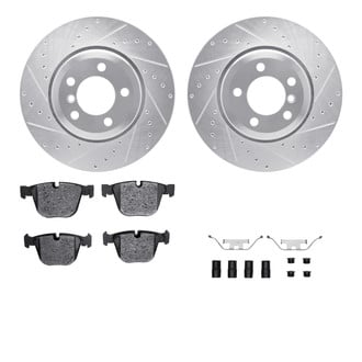 R1 Concepts® - Drilled and Slotted Rear Brake Kit with Semi-Metalic Pads