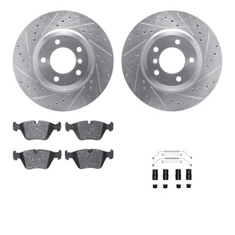 R1 Concepts® - Drilled and Slotted Front Brake Kit with Semi-Metalic Pads