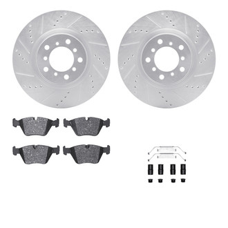 R1 Concepts® - Drilled and Slotted Front Brake Kit with Semi-Metalic Pads