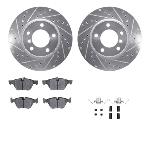  R1 Concepts® - Drilled and Slotted Front Brake Kit with Semi-Metalic Pads