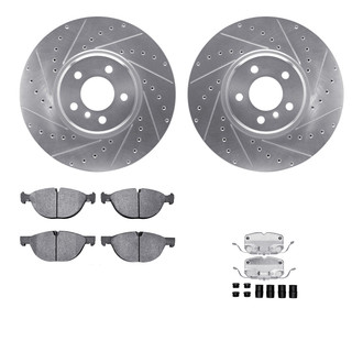 R1 Concepts® - Drilled and Slotted Front Brake Kit with Semi-Metalic Pads