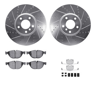 R1 Concepts® - Drilled and Slotted Brake Kit with Semi-Metalic Pads