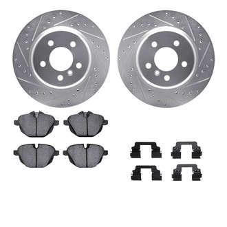 R1 Concepts® - Drilled and Slotted Rear Brake Kit with Semi-Metalic Pads