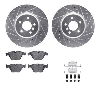 R1 Concepts® - Drilled and Slotted Front Brake Kit with Semi-Metalic Pads