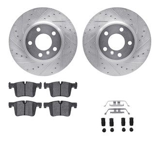 R1 Concepts® - Drilled and Slotted Front Brake Kit with Semi-Metalic Pads