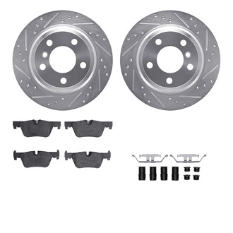 R1 Concepts® - Drilled and Slotted Rear Brake Kit with Semi-Metalic Pads