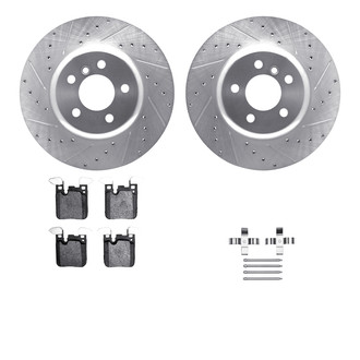 R1 Concepts® - Drilled and Slotted Rear Brake Kit with Semi-Metalic Pads