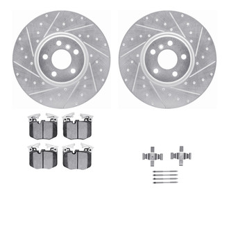 R1 Concepts® - Drilled and Slotted Brake Kit with Semi-Metalic Pads
