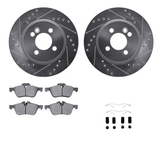 R1 Concepts® - Drilled and Slotted Front Brake Kit with Semi-Metalic Pads