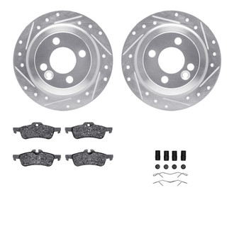 R1 Concepts® - Drilled and Slotted Rear Brake Kit with Semi-Metalic Pads