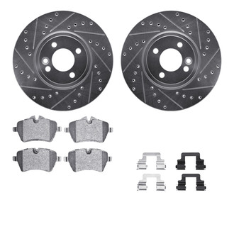 R1 Concepts® - Drilled and Slotted Front Brake Kit with Semi-Metalic Pads