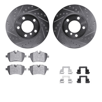 R1 Concepts® - Drilled and Slotted Front Brake Kit with Semi-Metalic Pads