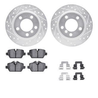 R1 Concepts® - Drilled and Slotted Rear Brake Kit with Semi-Metalic Pads