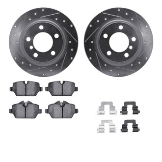 R1 Concepts® - Drilled and Slotted Rear Brake Kit with Semi-Metalic Pads