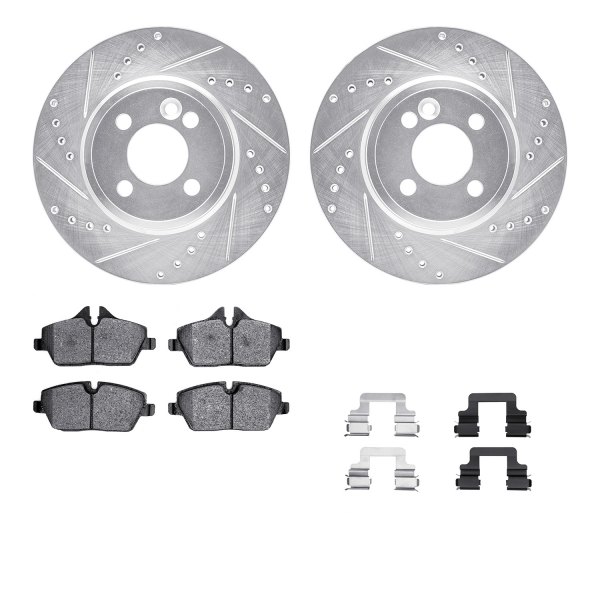  R1 Concepts® - Drilled and Slotted Front Brake Kit with Semi-Metalic Pads