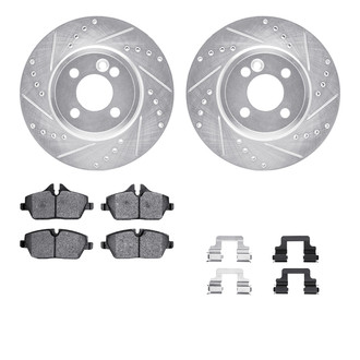 R1 Concepts® - Drilled and Slotted Front Brake Kit with Semi-Metalic Pads