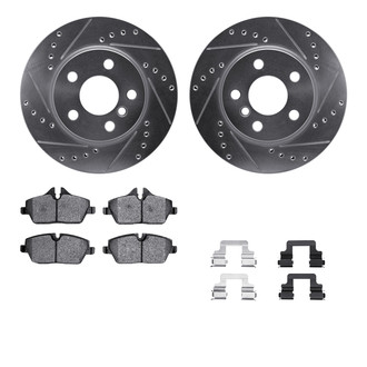 R1 Concepts® - Drilled and Slotted Front Brake Kit with Semi-Metalic Pads