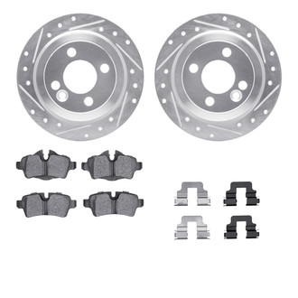 R1 Concepts® - Drilled and Slotted Rear Brake Kit with Semi-Metalic Pads