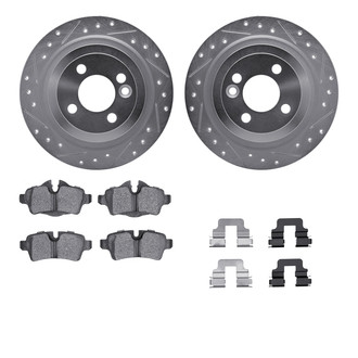 R1 Concepts® - Drilled and Slotted Rear Brake Kit with Semi-Metalic Pads
