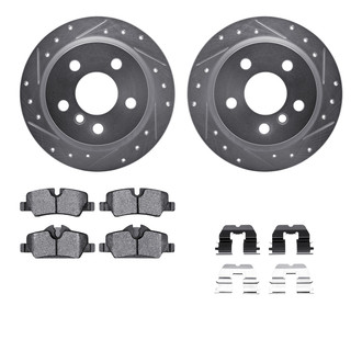 R1 Concepts® - Drilled and Slotted Rear Brake Kit with Semi-Metalic Pads