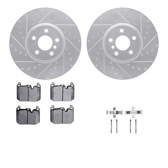 R1 Concepts® - Drilled and Slotted Front Brake Kit with Semi-Metalic Pads