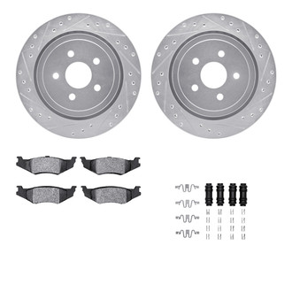 R1 Concepts® - Drilled and Slotted Rear Brake Kit with Semi-Metalic Pads