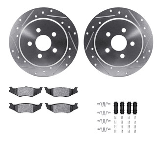 R1 Concepts® - Drilled and Slotted Rear Brake Kit with Semi-Metalic Pads