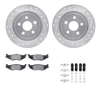 R1 Concepts® - Drilled and Slotted Rear Brake Kit with Semi-Metalic Pads