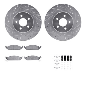 R1 Concepts® - Drilled and Slotted Front Brake Kit with Semi-Metalic Pads