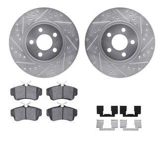 R1 Concepts® - Drilled and Slotted Front Brake Kit with Semi-Metalic Pads