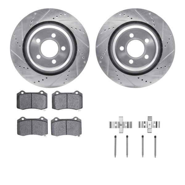  R1 Concepts® - Drilled and Slotted Rear Brake Kit with Semi-Metalic Pads