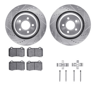 R1 Concepts® - Drilled and Slotted Rear Brake Kit with Semi-Metalic Pads