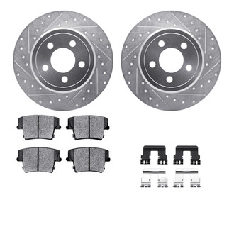 R1 Concepts® - Drilled and Slotted Rear Brake Kit with Semi-Metalic Pads