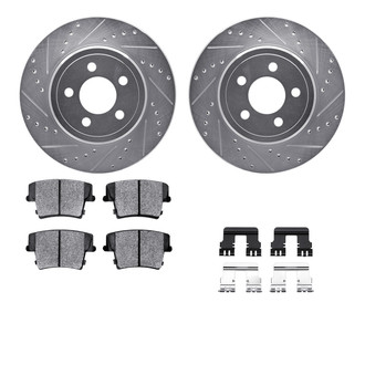 R1 Concepts® - Drilled and Slotted Rear Brake Kit with Semi-Metalic Pads