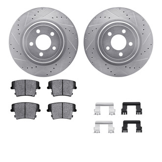 R1 Concepts® - Drilled and Slotted Rear Brake Kit with Semi-Metalic Pads