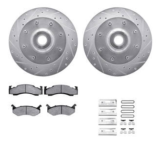 R1 Concepts® - Drilled and Slotted Front Brake Kit with Semi-Metalic Pads