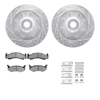 R1 Concepts® - Drilled and Slotted Front Brake Kit with Semi-Metalic Pads