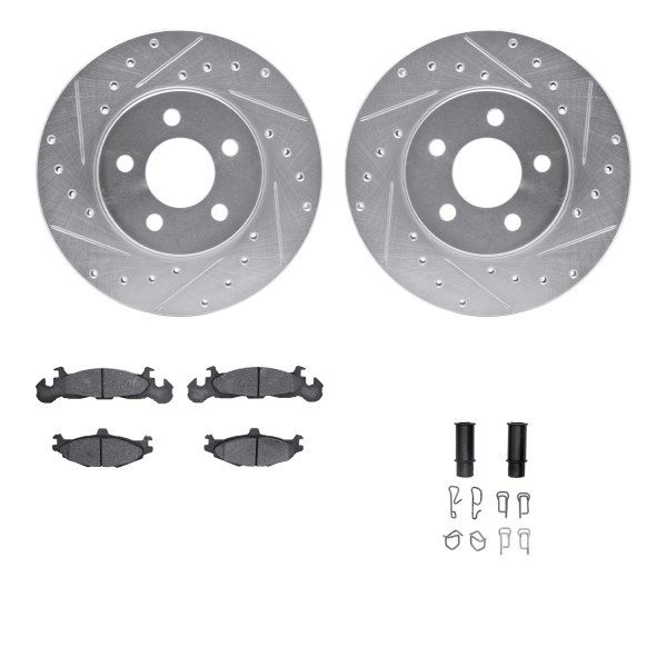  R1 Concepts® - Drilled and Slotted Front Brake Kit with Semi-Metalic Pads