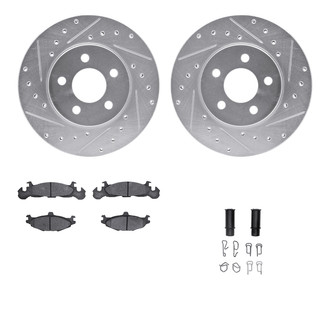 R1 Concepts® - Drilled and Slotted Front Brake Kit with Semi-Metalic Pads