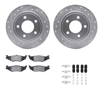 R1 Concepts® - Drilled and Slotted Rear Brake Kit with Semi-Metalic Pads