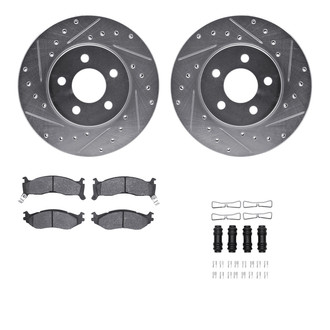 R1 Concepts® - Drilled and Slotted Front Brake Kit with Semi-Metalic Pads