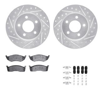 R1 Concepts® - Drilled and Slotted Brake Kit with Semi-Metalic Pads