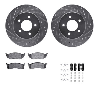 R1 Concepts® - Drilled and Slotted Front Brake Kit with Semi-Metalic Pads