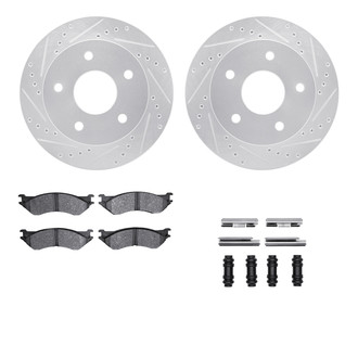 R1 Concepts® - Drilled and Slotted Front Brake Kit with Semi-Metalic Pads