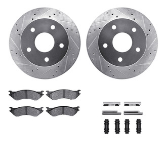 R1 Concepts® - Drilled and Slotted Front Brake Kit with Semi-Metalic Pads