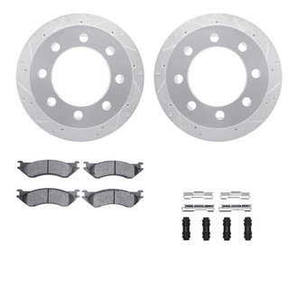 R1 Concepts® - Drilled and Slotted Rear Brake Kit with Semi-Metalic Pads