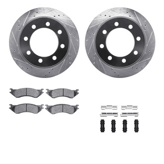R1 Concepts® - Drilled and Slotted Rear Brake Kit with Semi-Metalic Pads