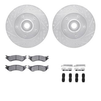 R1 Concepts® - Drilled and Slotted Front Brake Kit with Semi-Metalic Pads