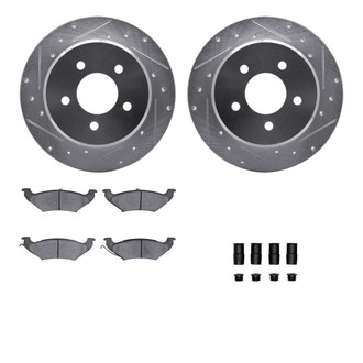 R1 Concepts® - Drilled and Slotted Rear Brake Kit with Semi-Metalic Pads